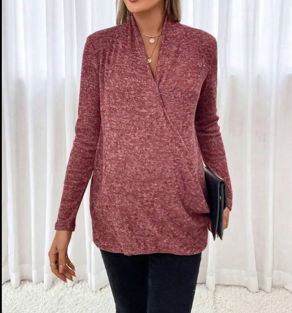 Women's Maternity Breastfeeding Wrap Cardigan Sweater Marled Pink XXL